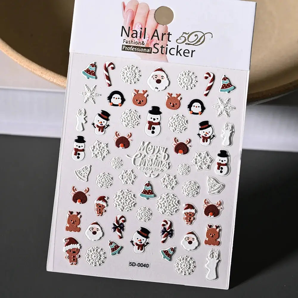 Simples Market winter Christmas nail sticker sheet, self-adhesive with snowmen, snowflakes and reindeer
