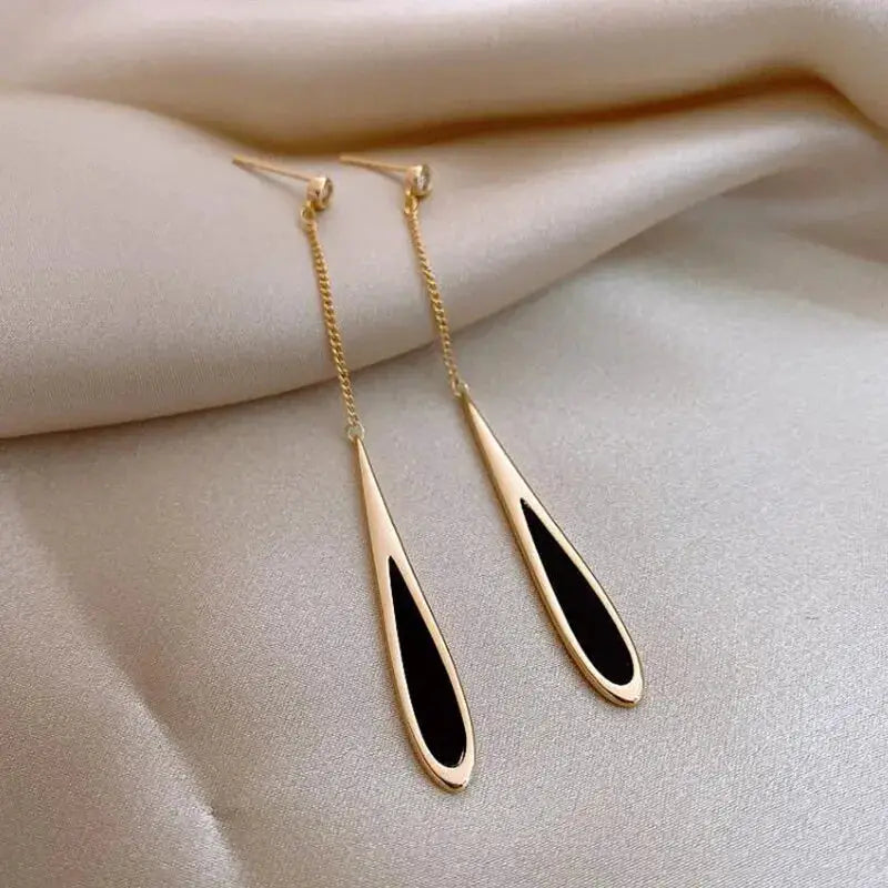 Geometric Square Drop Earrings For Women Korean Fashion Gold Color Long Tassel Dangle Party Jewelry Gift
