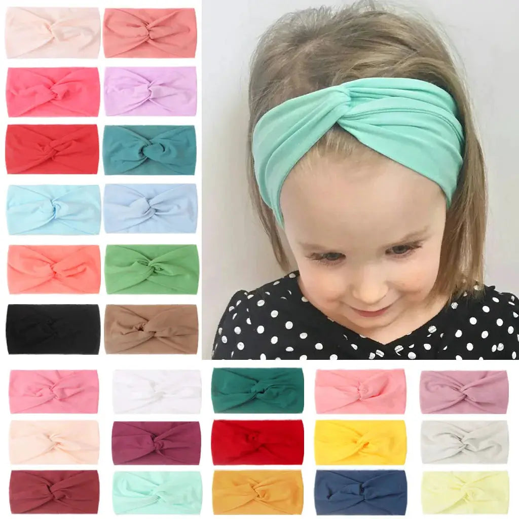 Solid Color Baby Headband for Girls Spring Summer Twisted Knot Design Soft Elastic Hair Accessory Large Size