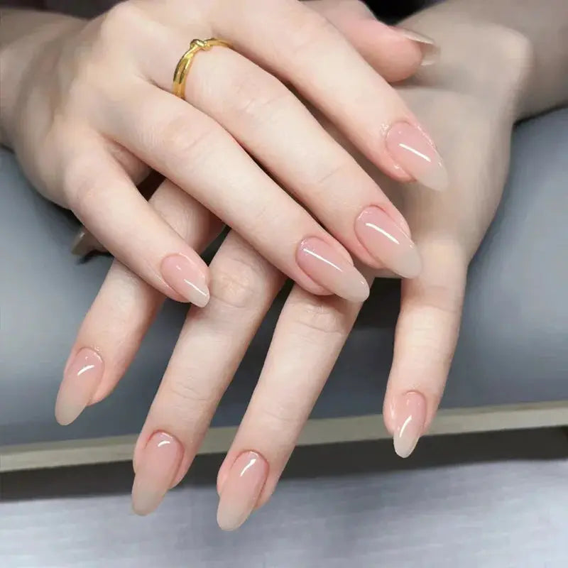 AuraNails 24Pcs Short Oval Blush Pink Press On Nails Full Coverage Acrylic Tips With Glue Included