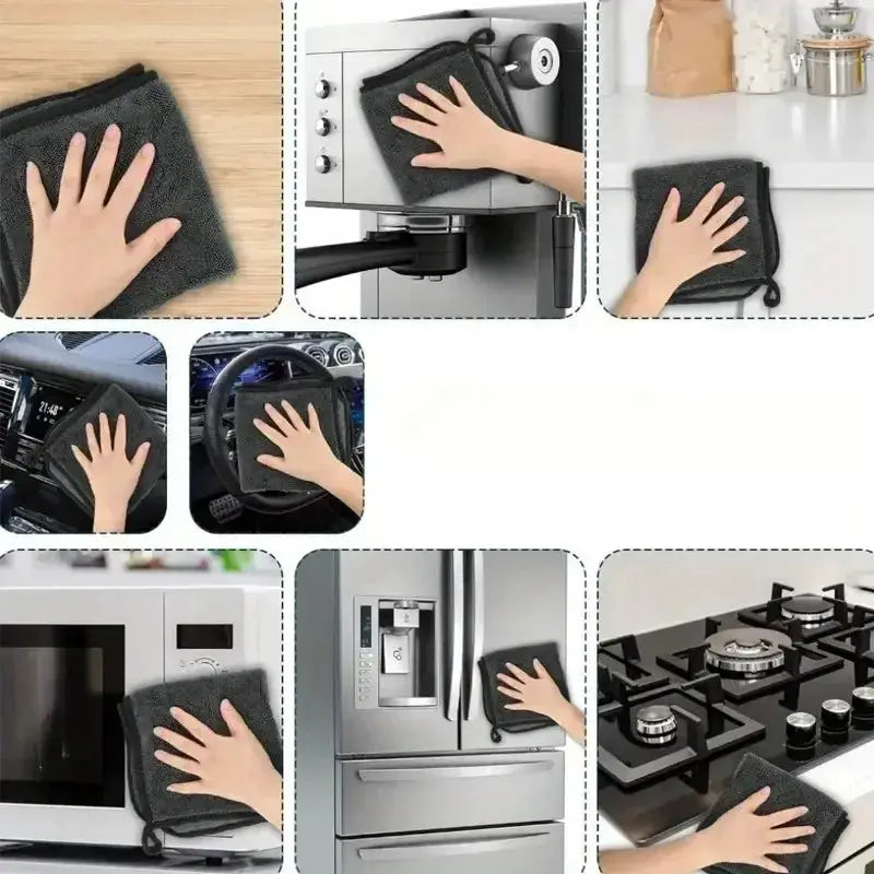 3pc Simples Market Ultra-Absorbent microfiber cleaning cloths, charcoal, soft and quick-dry for car, kitchen, home.