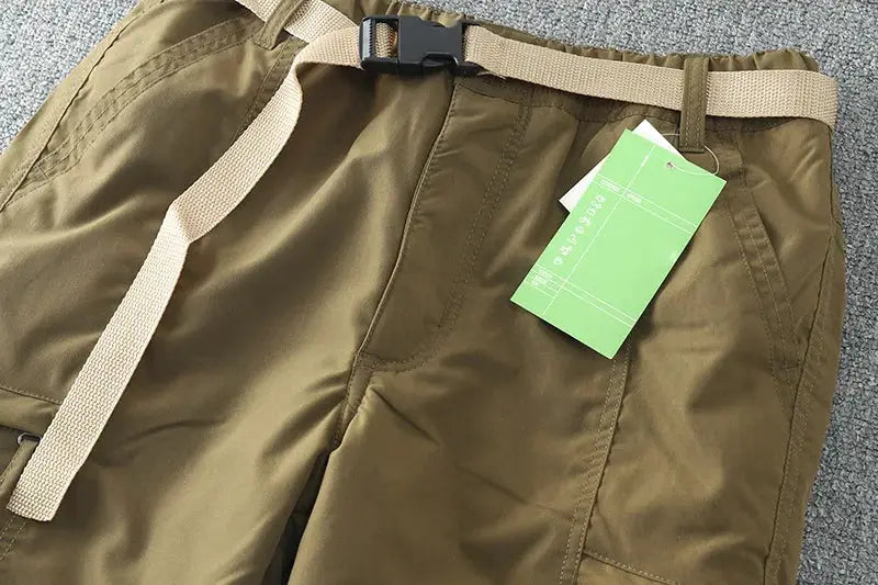 Waterproof windproof fleece-lined outdoor pants for men, olive straight-leg cargo trousers with pockets Simples Market
