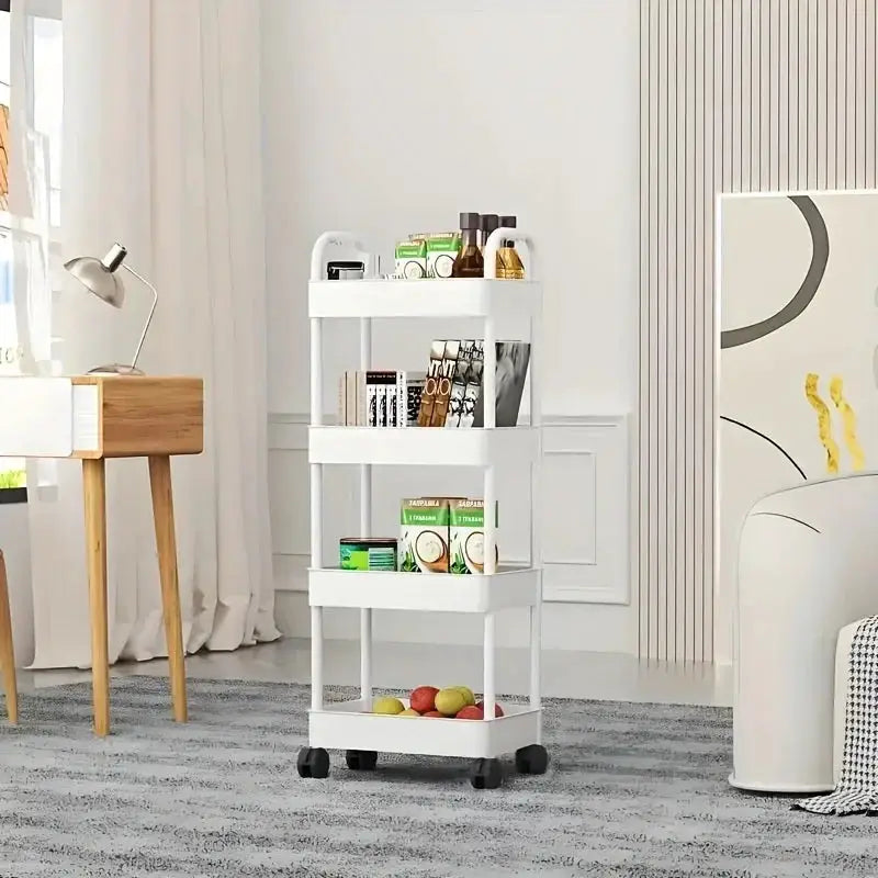 Multifunctional Storage Cart With Open Shelves For Living Room Kitchen And Bedroom Book Display Decor Organizer