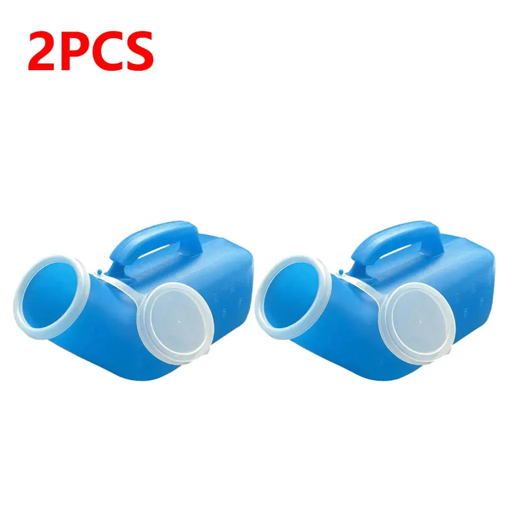 2 blue Simples Market male urinals, 1200ml thick plastic with lids