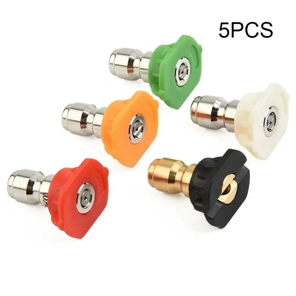 High Pressure Spray Nozzle Set For Garden Washing Quarter Inch Quick Connection Five Piece Adjustable 0 To 40 Degrees