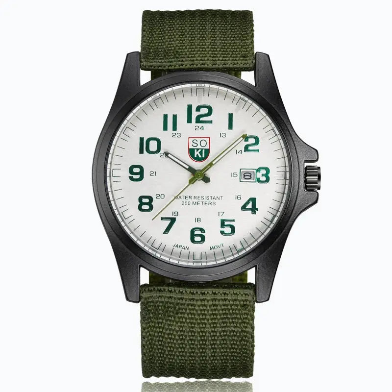 Army Simple Calendar Quartz Men Sports Watch With Complete Calendar And Nylon Band For Everyday Durability
