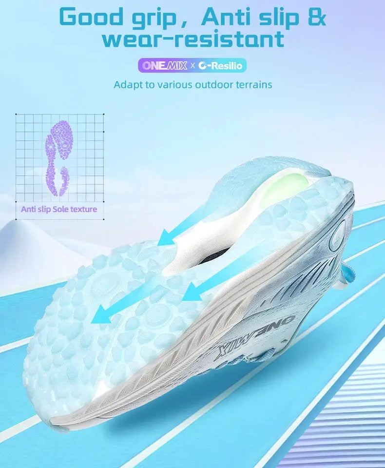 O-Resilio men’s running shoes from Simples Market, light blue mesh lace-up sneakers with cushioned stability