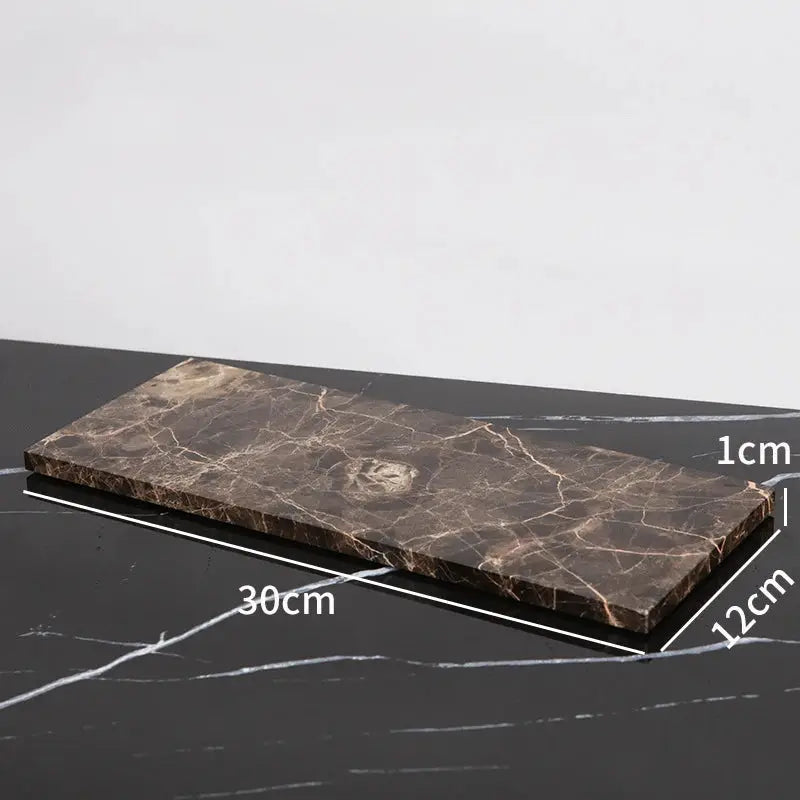 Emperador Dark marble bathroom tray, brown natural stone, 30x12x1 cm.