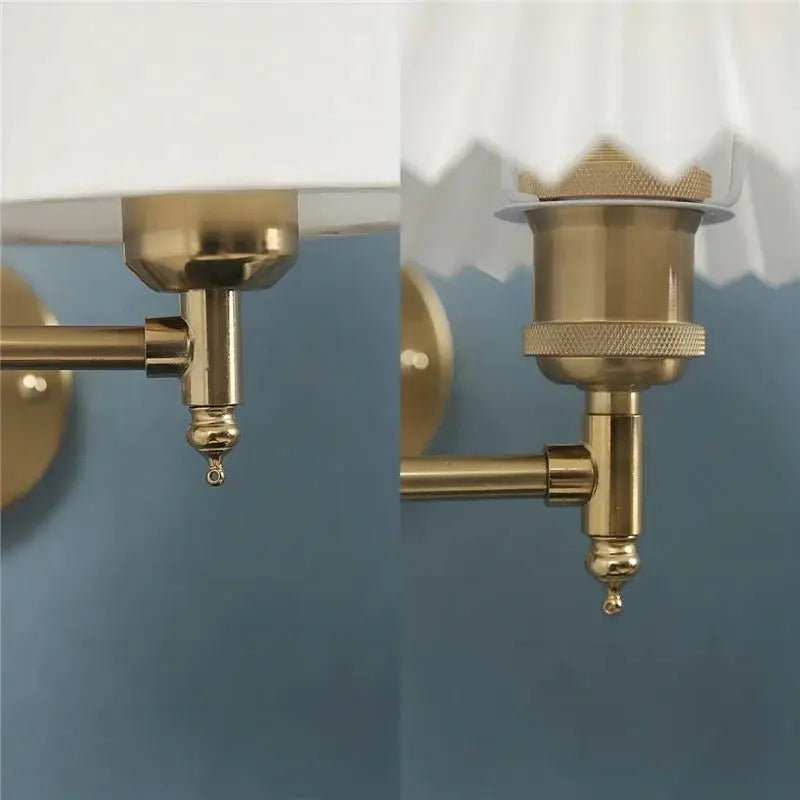 Simples Market Nordic adjustable folding brass wall lamp with glass shade and rotating rocker arm LED bedside light