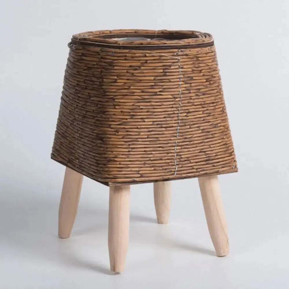 Simples Market rattan woven flower pot planter with removable legs, brown hand-woven plant stand