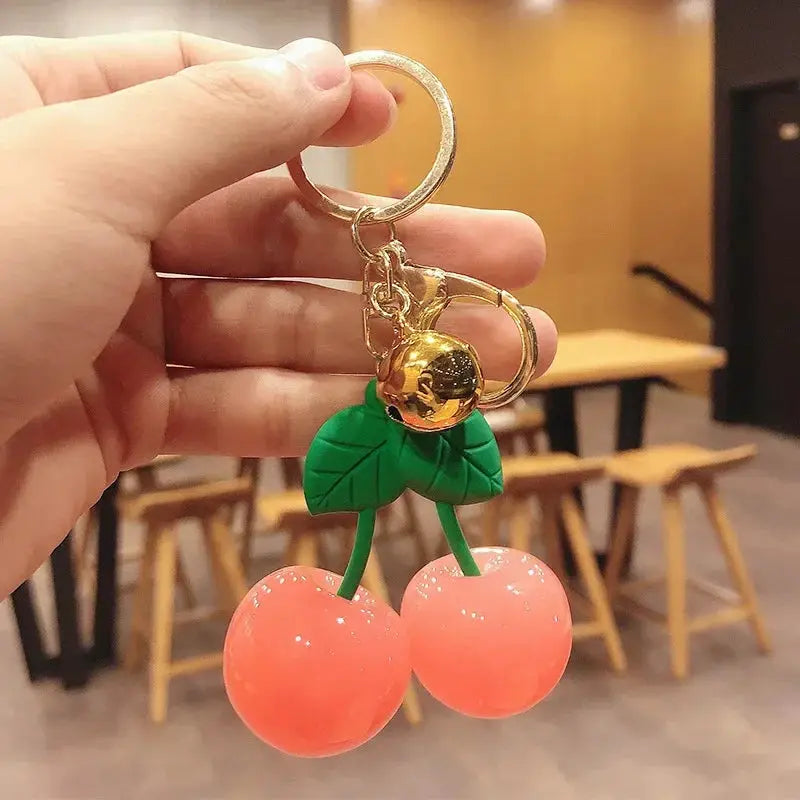 Crystal Cherry Charm Bag Pendant Keychain Lightweight High Grade Metal Accessory For Women