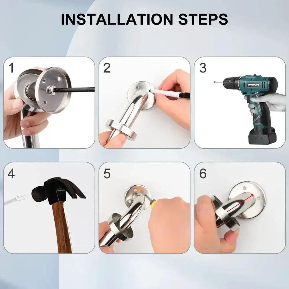 Simples Market anti-slip stainless steel shower safety grab bar with towel rack, 30/40/50/60cm, installed on wall