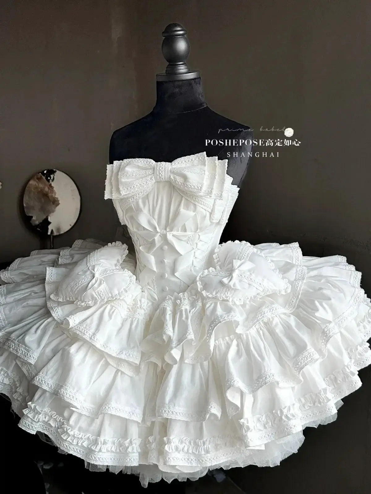 Girls Birthday Lolita Dress Tube Top Satin Bowknot Pettiskirt Mini