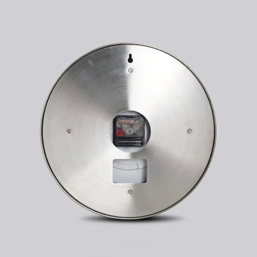 34cm luxury metal wall clock by Simples Market; brushed stainless finish with visible mechanism