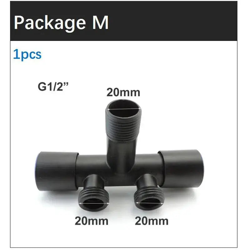 Simples Market black bidet spray valve with three 20mm/G1/2 ports, 1pc package