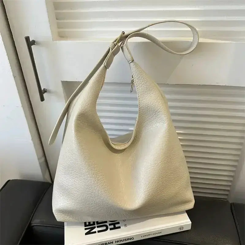 Womens PU Leather Tote Bag High Capacity Polyester Lining Stylish Everyday Carryall Handbag