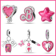 925 Silver Plated Magic Mirror Perfume Princess Angel Pink Charms Beads Fit Pandach 925 Bracelet Fine DIY Jewelry