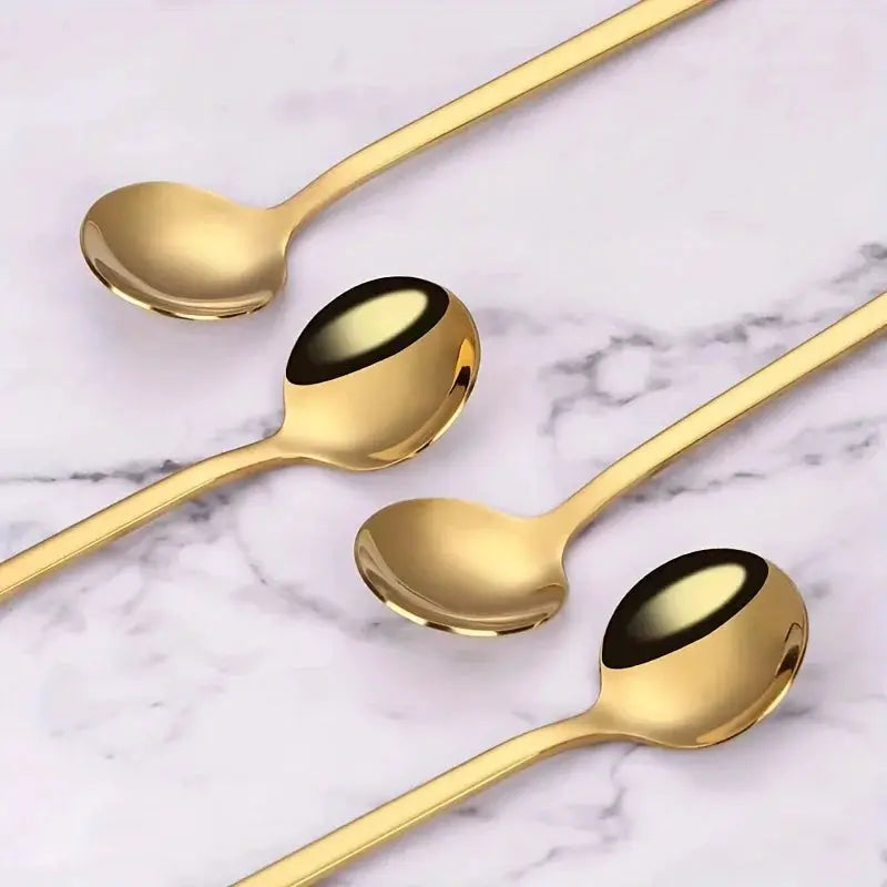 10 Piece Stainless Steel Spoon Set For Coffee Dessert Teaspoons And Seasoning Spoons Ideal For Home Cafe Party Kitchen