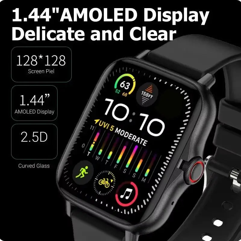 VitalTime Android Smartwatch 1.44 Inch Color Screen Bluetooth Calling Blood Oxygen BP Monitoring Health Tracking