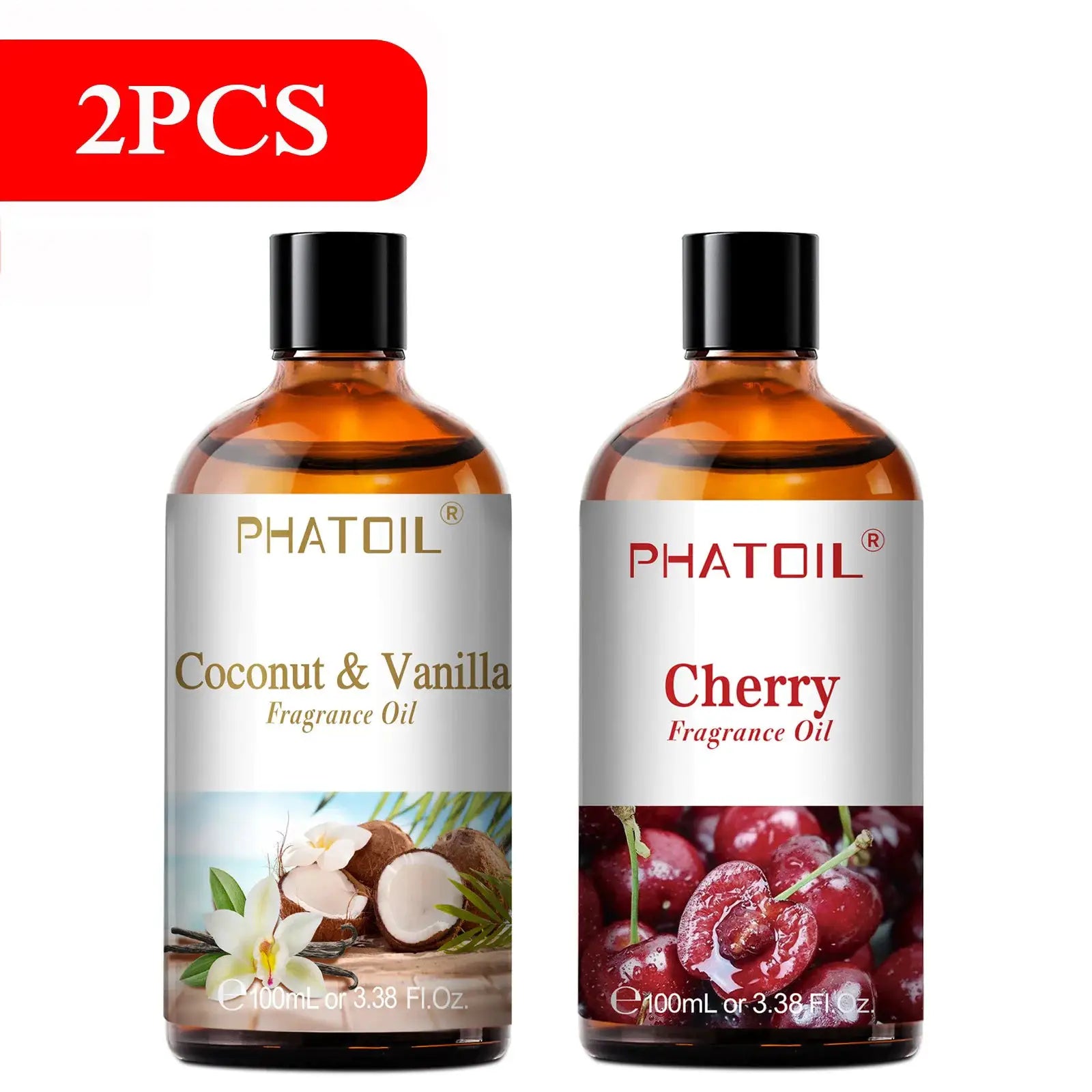 PHATOIL 100ml Aromatherapy Fragrance Oil Coconut Vanilla Strawberry Cherry Lemon For Diffuser Candle Making 1 2 3 Pack