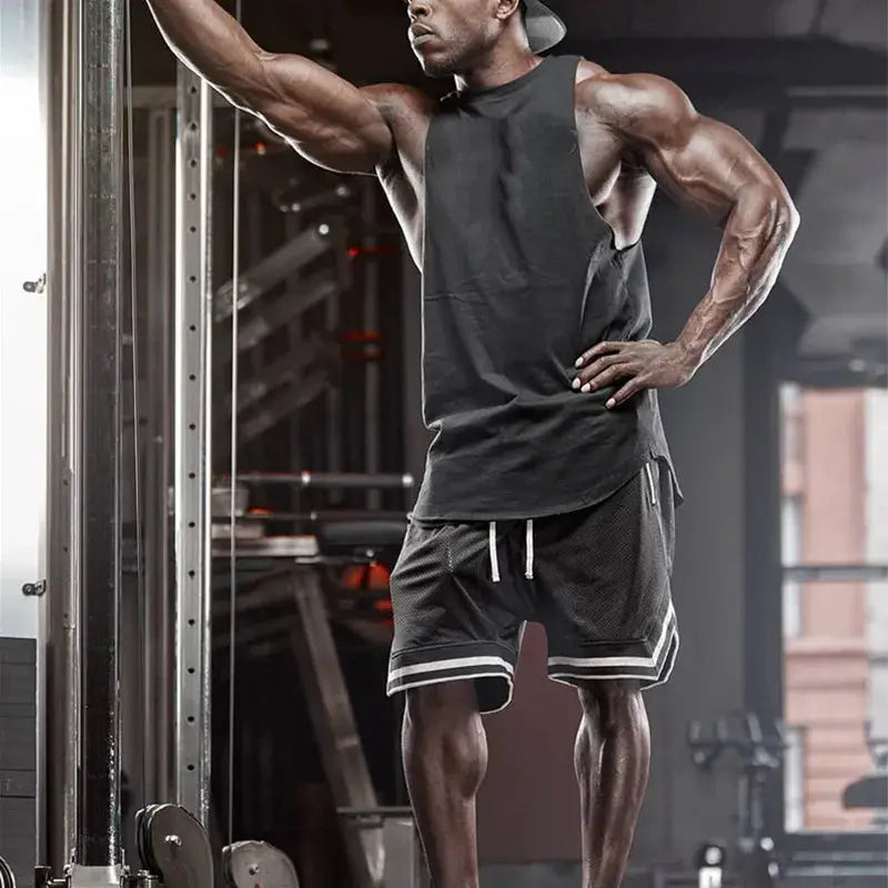 Men's black mesh quick-dry basketball shorts with white trim and drawstring waist