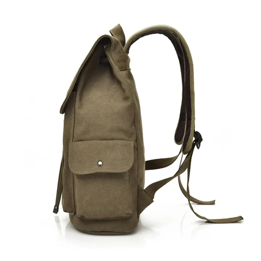 Canvas backpack Simples Market, brown men's large travel rucksack with front pocket