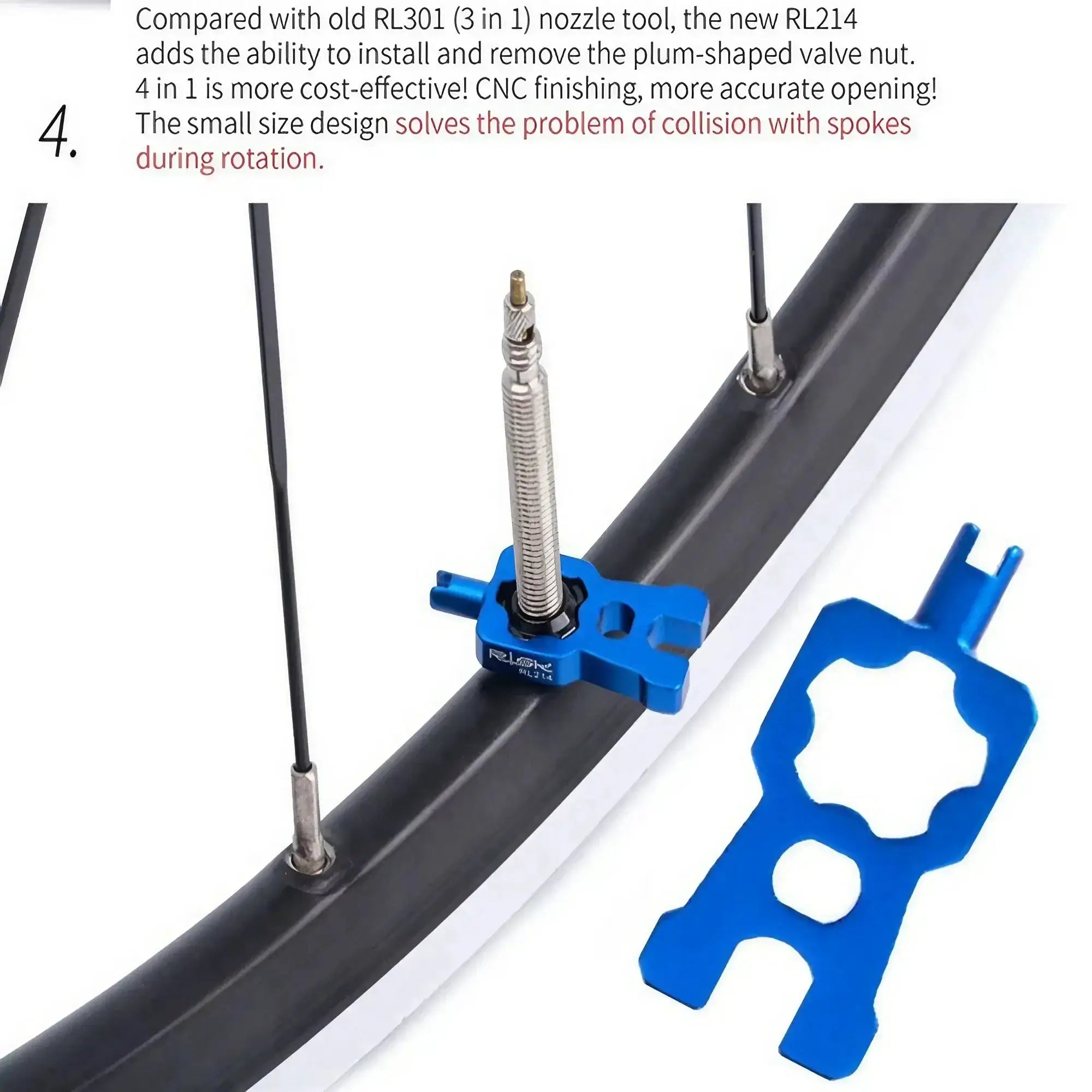 4 In 1 Portable Bicycle Valve Tool For Valve Cores Wrench MTB Road Bike Disassembly Installation Blue