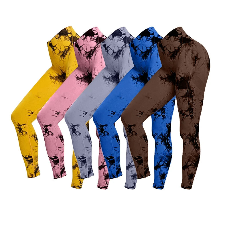 Women's tie-dye nine tenths leggings set; six colorways, high-waist, soft stretchy workout pants by Simples Market