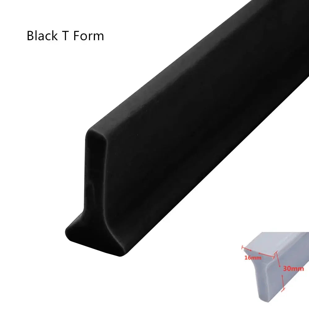 Black silicone shower dam strip, T-form water barrier for dry and wet separation, 1-3m length by Simples Market