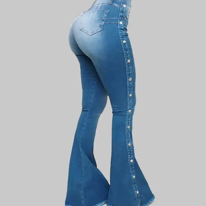 High Waist Stretch Denim Flare Jeans For Women Trousers Autumn 2024