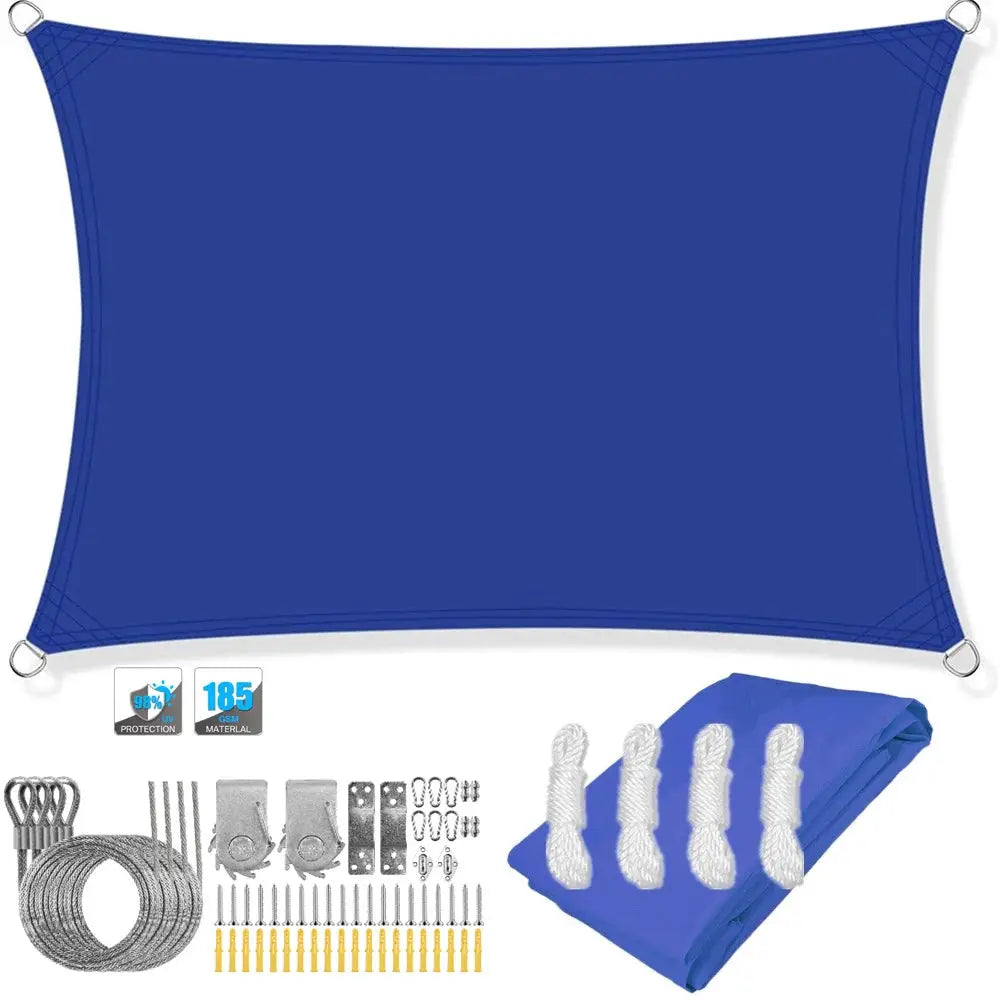 Shade sail canopy Simples Market blue rectangular waterproof sun shelter with mounting hardware for outdoors
