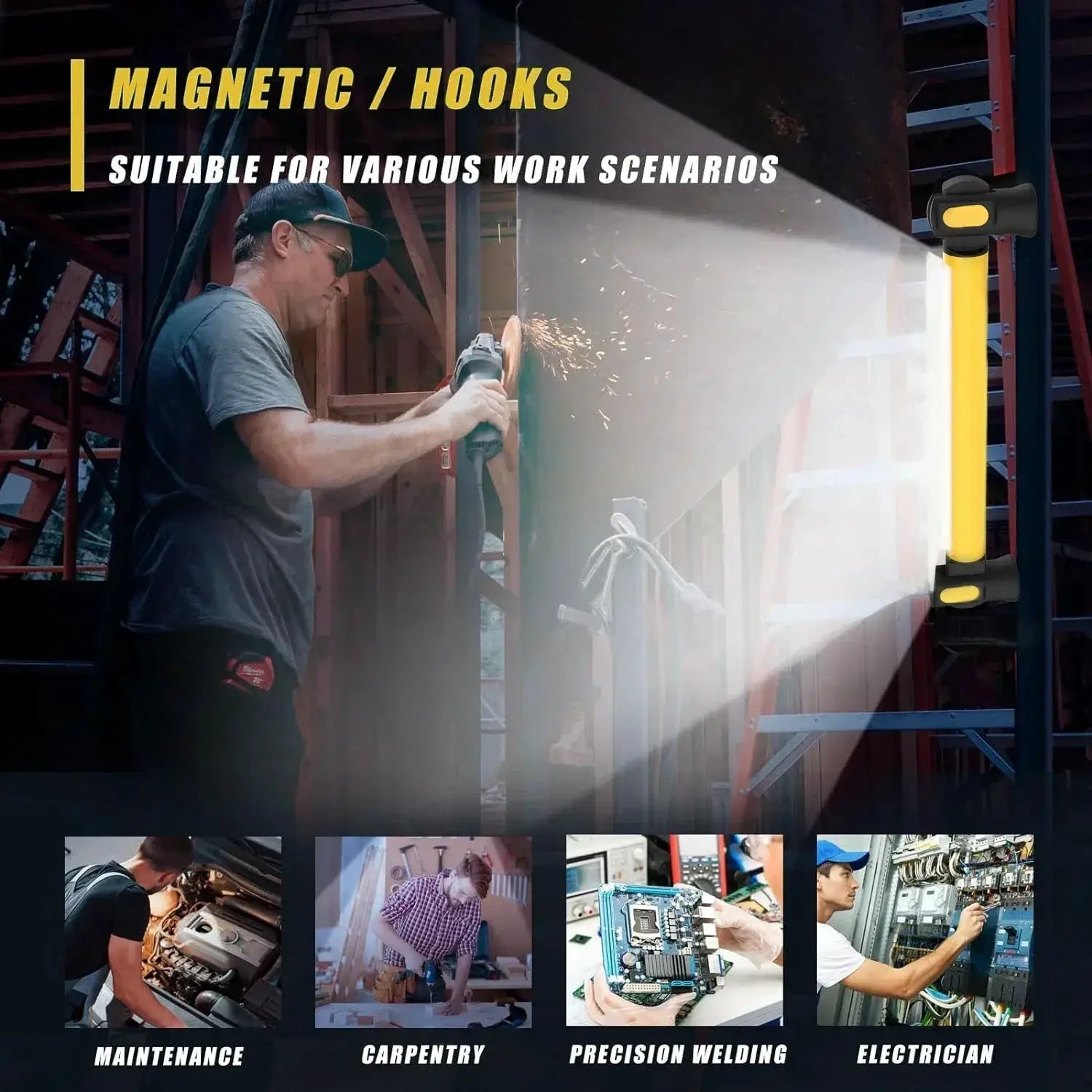 Super Bright Magnetic Work Light With 5200mAh Rechargeable Battery 3000 Lumen Underhood Car Repair And Outdoor Lighting