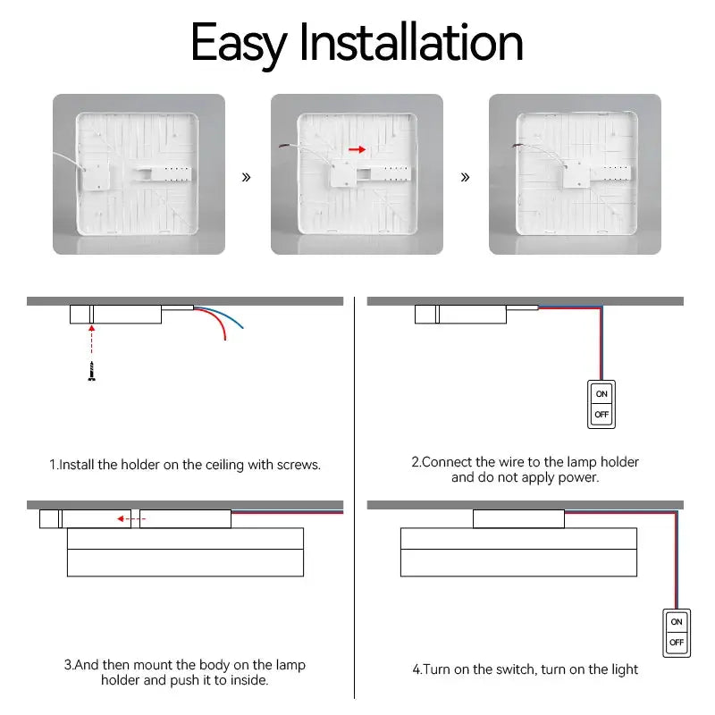 Simples Market modern LED square ceiling lamp, white panel light with easy installation steps
