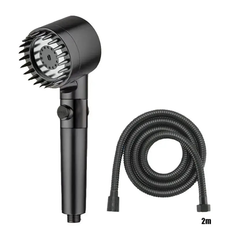 Simples Market handheld portable black shower head with 2m hose and massage spray