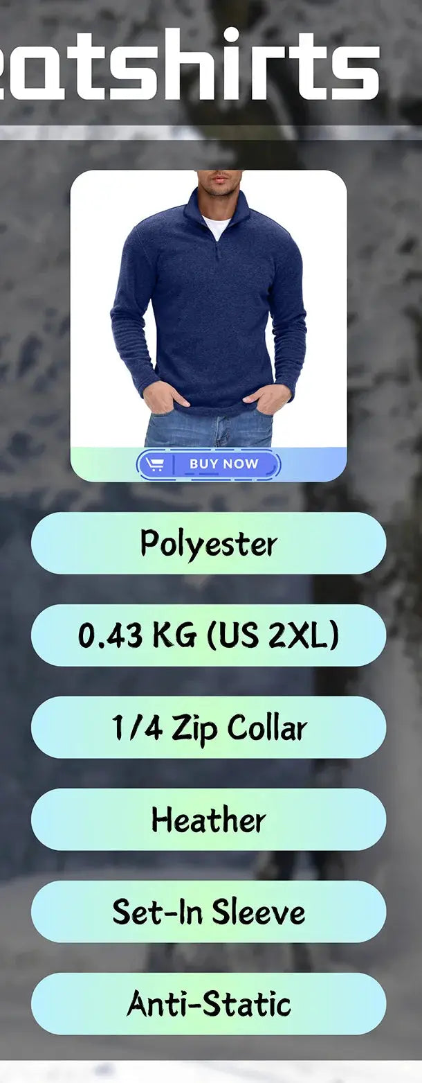 KEFITEVD men's navy polyester jacket with a 1/4 zip collar