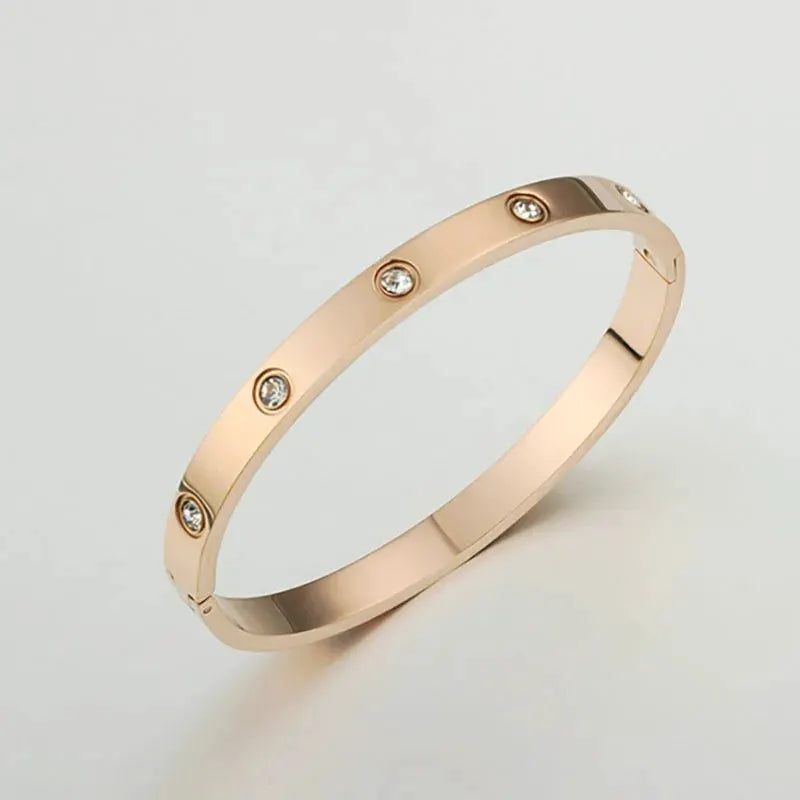 Mens Fashion Sparkling Gold Love Bracelet Bangle Jewelry Light Luxury Gift For Women And Men