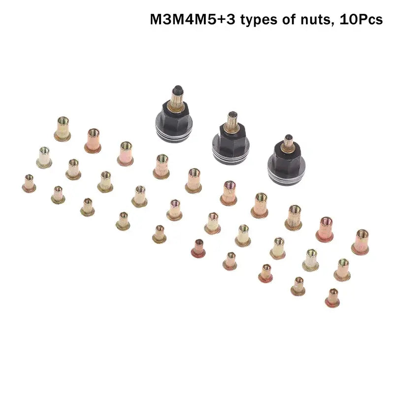10 Piece Hand Rivet Nut Tool Set Manual Riveter Kit With M3 To M12 Nut Heads For DIY Repair