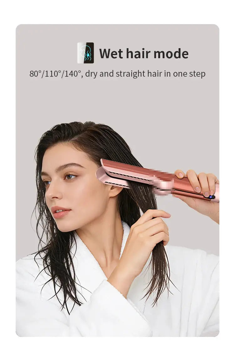Simples Market HT01 hair straightener, rose gold flat iron with clamp, wet hair mode