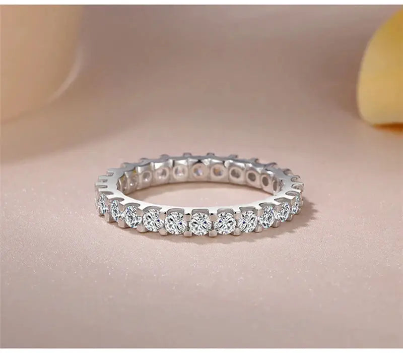 So-Bling S925 sterling silver ring with cubic zirconia stones, eternity band for women