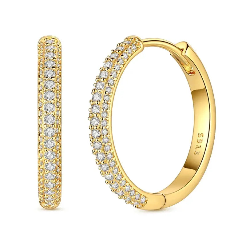 925 Sterling Silver Hoop Earrings Hypoallergenic Zirconia Hoops For Women Girls High Quality Fashion Jewelry
