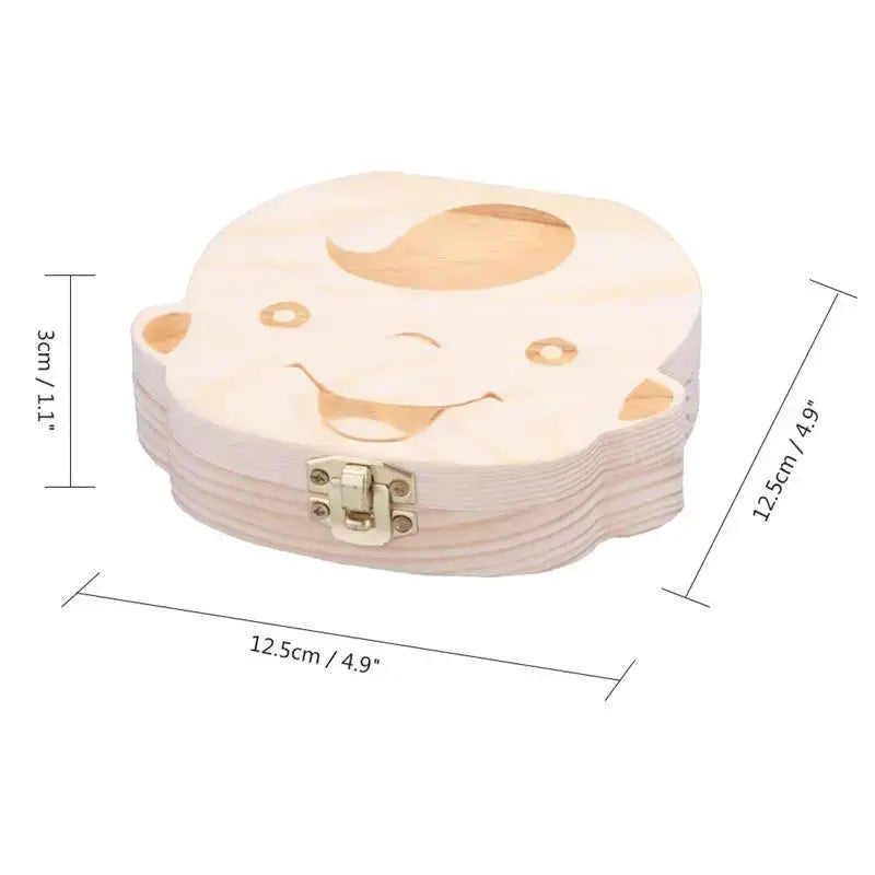 Spanish Style Wooden Baby Tooth Box For Milk Teeth And Hair Keepsake Organizer Gift For Boys And Girls