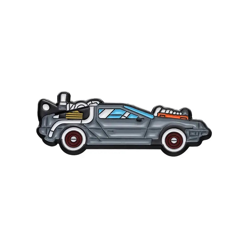 Retro Cartoon Sports Car Enamel Pin Inspired By Sci Fi Movies Vehicle Brooch For Jacket Lapel Bags Gift