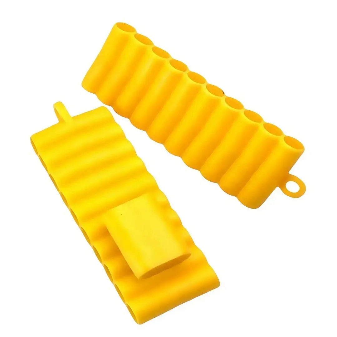 Screwdriver bit holder, two-piece yellow soft rubber, 22 holes for 1/4-inch hex bits - Simples Market