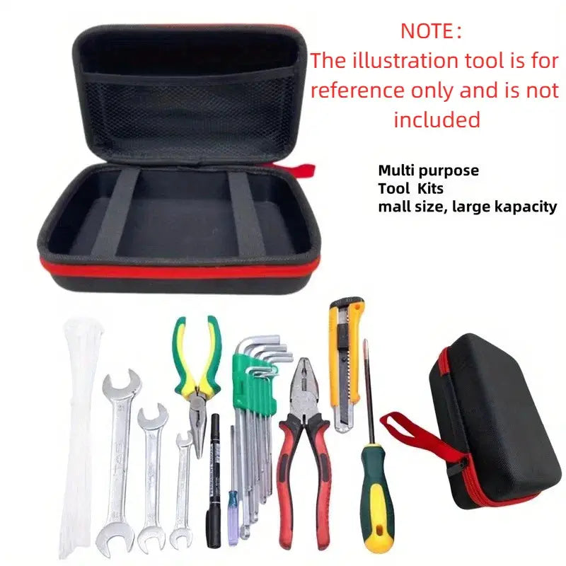 Simples Market EVA tool organizer case, heavy-duty black with red zipper, stores wrenches, pliers, screwdrivers and hex keys.