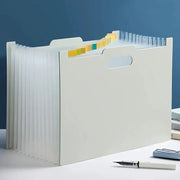 Simples Market A4 foldable white file storage box with multiple pockets and colored tab dividers.