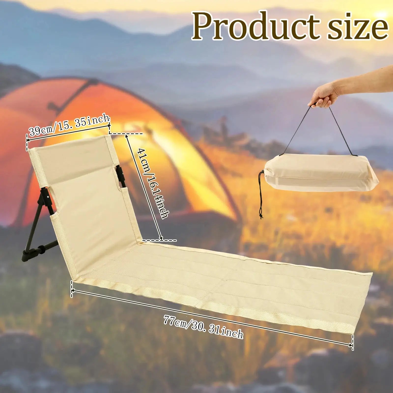 Simples Market outdoor foldable camping chair, beige Oxford cloth with backrest cushion