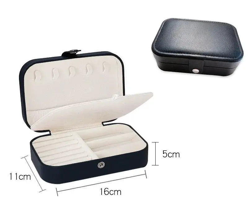 Portable Leather Jewelry Box Organizer Case Travel Storage Zipper Jewelry Display