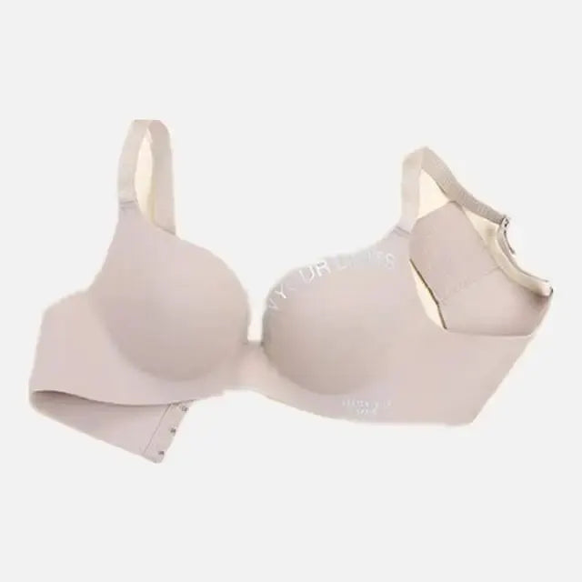 Beige seamless cup bralette with adjustable straps by Simples Market