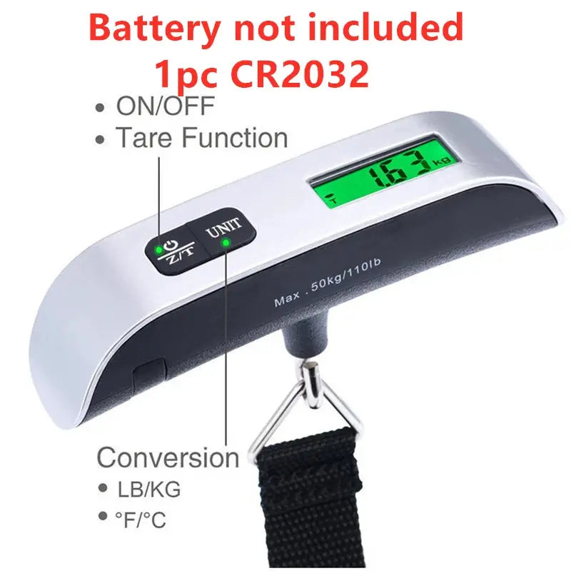 JetSet Portable Digital Luggage Scale With Bright LCD Display Precise 50 Kg 110 Lb Capacity For Travel