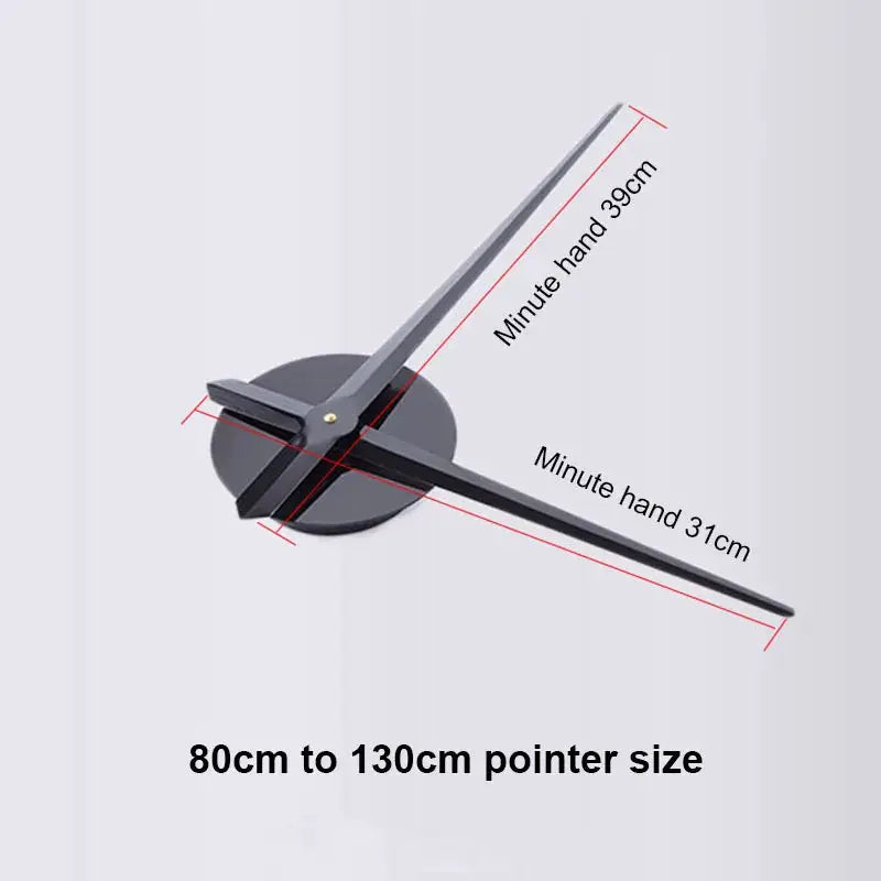 Simples Market Soundless 3D number wall clock DIY kit; large black hands 39cm and 31cm, 80–130cm pointer size